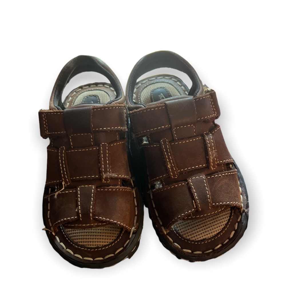 Thom McAn Brown Leather Fisherman Sandals Shoes Boys✅